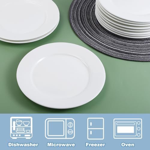Porcelain Dessert Plates, 12 Pack, White, 6 Inch