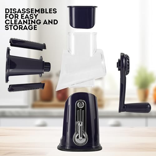 5-in-1 Rotary Cheese Grater with Handle, Purple
