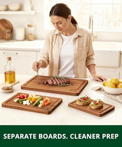 ROYAL CRAFT WOOD Premium Cutting Board Set – Carbonized Bamboo &