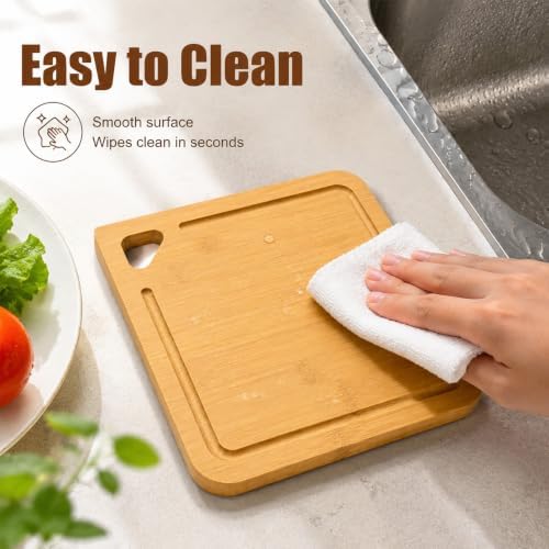 2 Pack Small Bamboo Cutting Boards Set, Mini Square Chopping Boards