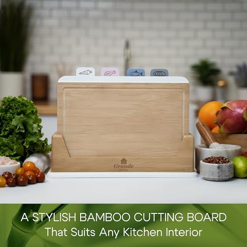 Wooden Cutting Boards for Kitchen – 5-Pcs Cutting Board Set with
