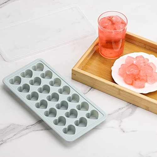 Heart Shaped Ice Cube Trays with Lid, Chocolate Mold, Easy Release Ice