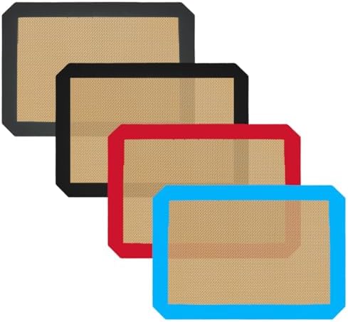 Small Silicone Baking Mats, Set of 4,11-4/5x8-1/4 Inch Quarter Sheet
