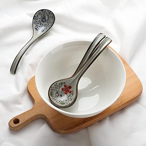 Soup Spoons Set of 4 Ceramic Japanese Soup Spoon Porcelain Asian Soup