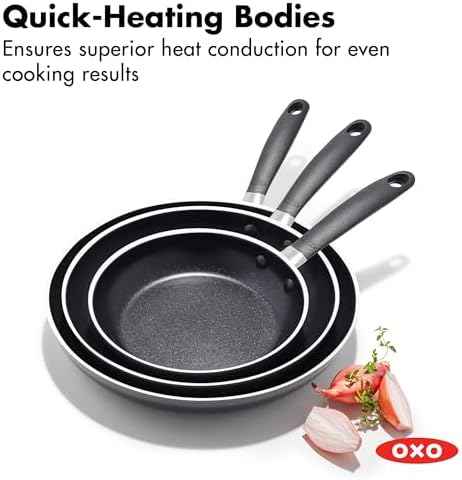 OXO 3-Piece Nonstick Frying Pan Set (8", 10", 12"), PFAS-Free Ceramic