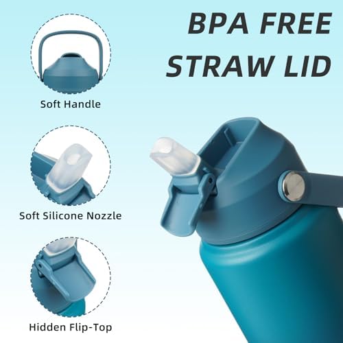 BJPKPK 24oz Insulated Water Bottle, Stainless Steel Bottle with Straw