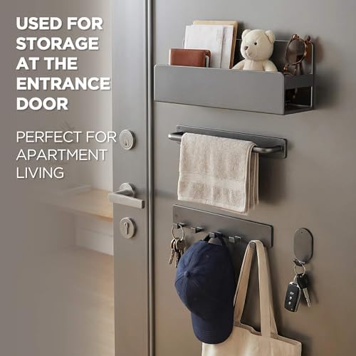 4 Pack Magnetic Shelf with Hooks for Kitchen and Laundry