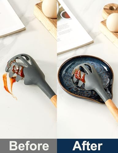 Spoon Rest for Stove Top, Ceramic Cooking Spoon Holder for Kitchen