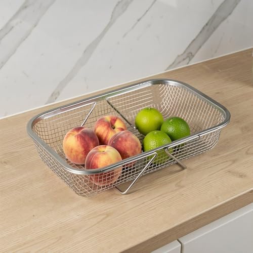 Stainless Steel over Sink Colander Basket for Washing Fruits Tableware