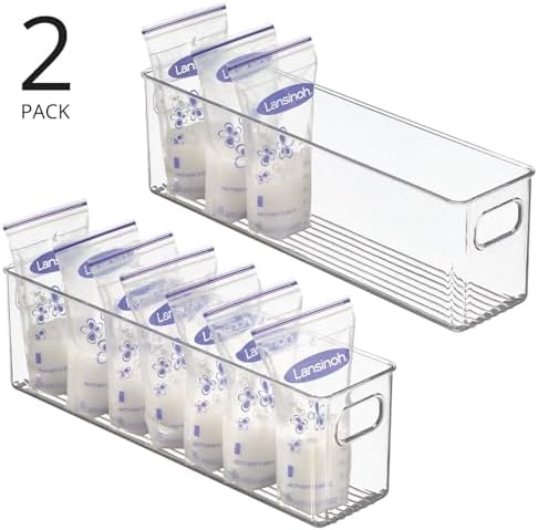 mDesign Plastic Long Stackable Storage Organizer Container