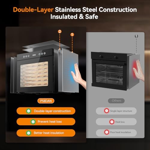 PSIIDAN Food Dehydrator, 8 Stainless Steel Trays