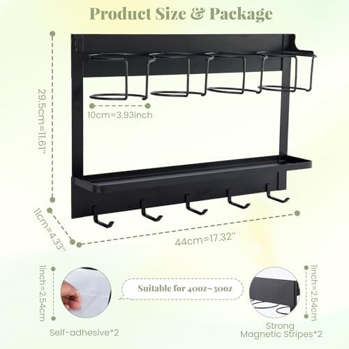 Water Bottle Organizer Holder, Magnetic Cup Rack Storage for Stanley &