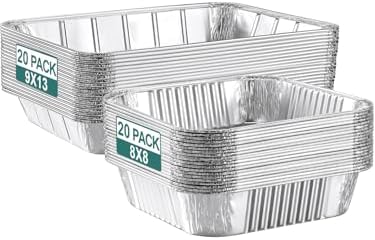 NEEBAKE 40 Pack Disposable Aluminum Pans Combo Set - 20 Large 9x13