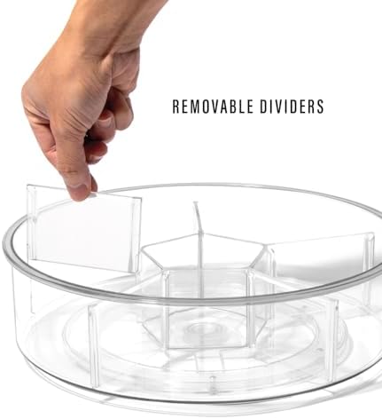 BINO Plastic Round Turntable Organizer with 6 Compartments - Clear