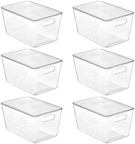 Vtopmart 6 Pack Clear Stackable Storage Bins with Lids