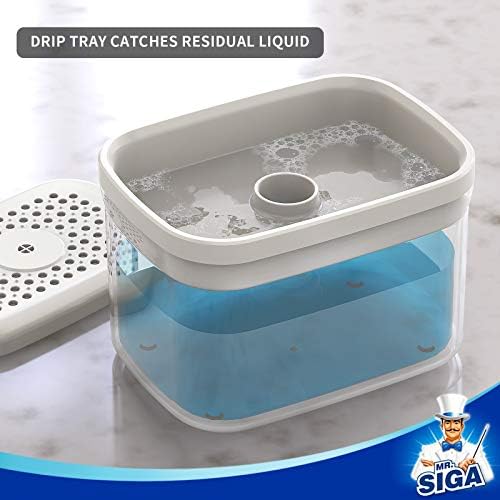 MR.SIGA Dish Soap Dispenser with Sponge Holder, White