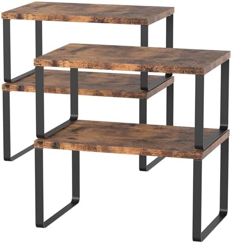 CADUKE Set of 4 Kitchen Cabinet Shelves, Brown