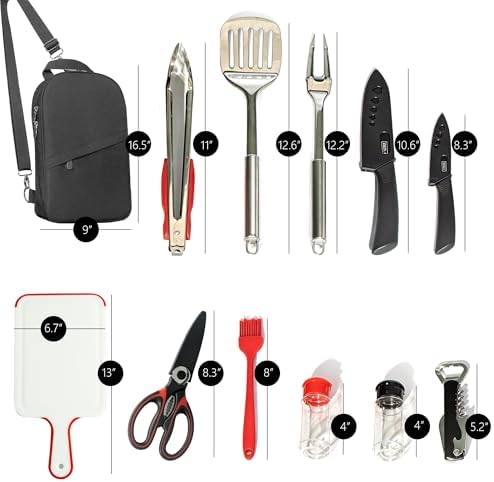 12 Pcs Stainless Steel Camping Cooking Utensil Set