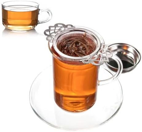4 Set Tea Strainers with Drip Bowls Loose Leaf Tea Strainers