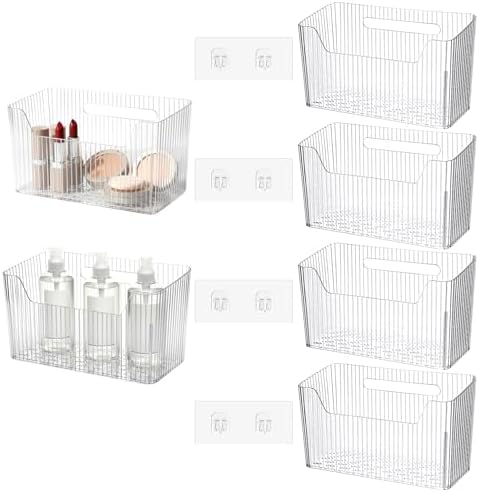 4pcs Adhesive Cabinet Door Storage Bin Wall Mounted Inside Over