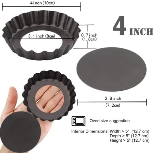 Baking Tray Metal Non Stick Tart Quiche Flan Pan Molds Round 4 Inch