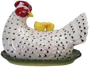 Creative Co-Op Stoneware Vintage Reproduction Hen Shaped Butter Dish