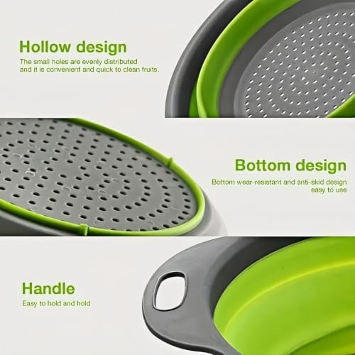 2-in-1 Collapsible Silicone Colander Bowl for Veggies Fruit Pasta
