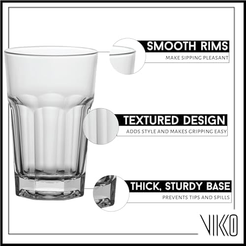 Vikko Drinking Glasses, 11.5 Ounce Glass Cups, Durable Glasses