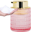 Foaming Soap Dispenser, Pink Glass Foam Soap Dispenser for Bathroom