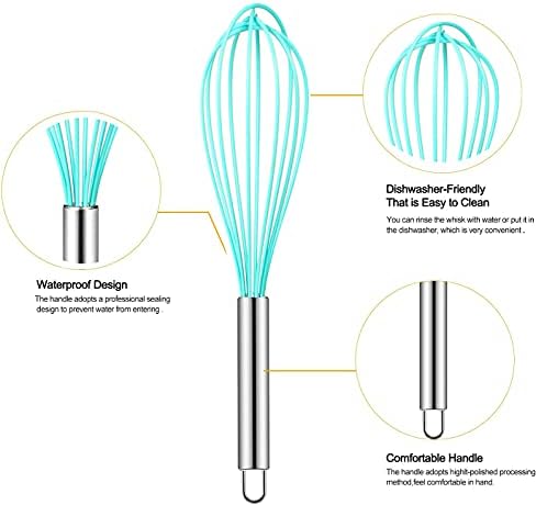 Webake 8 Inch and 10 Inch Silicone Whisk Set of 4, Egg Beater Whisk
