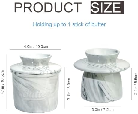 Eichzer Ceramic Butter Crock with Bell-shaped Lid, Marble