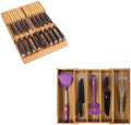 Utoplike In-drawer Knife Drawer Organizer Acacia Kitchen Tray