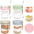 Xyptorix 4 Pack 16oz Glass Overnight Oats Containers with Lids &