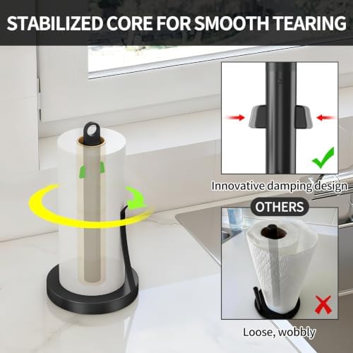 Jesginboo Countertop Paper Towel Holder, Black