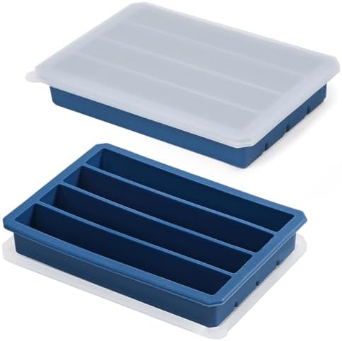 Webake Water Bottle Ice Cube Tray with Silicone Lids, 2 Pcs Long Ice