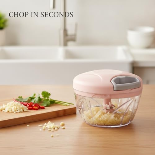 6.1 x 5.3 x 5.1 Inch Manual Food Chopper, Pull-String Garlic Processor