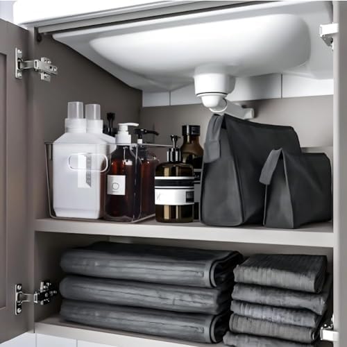 SKTEET Clear Plastic Storage Bins, Set of 8