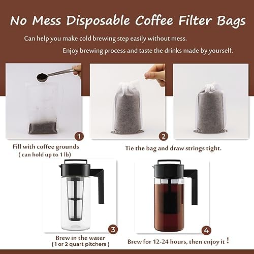 Disposable Cold Brew Coffee Filters - 120 Count Coffee Filter Bags 4"x