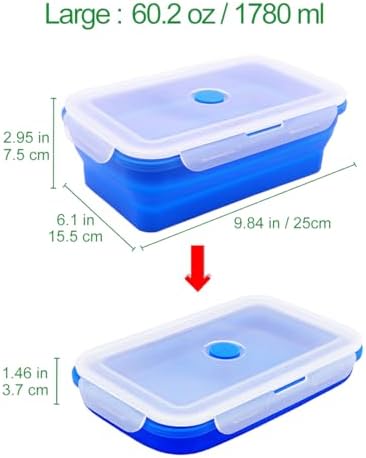 Set of 2 Extra Large Collapsible Silicone Food Storage Containers With