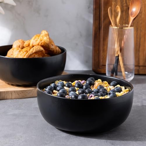 AmorArc Stoneware Cereal Bowls for Kitchen, 28oz Large Ceramic Soup
