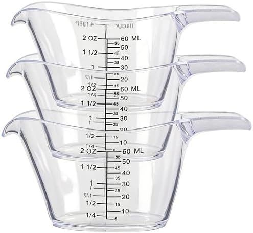 2 Oz Mini Measuring Cup, 1/4 Cup Acrylic Measuring Cups, Clear - 3 PCS