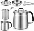 Oil Filter Pot, 68oz 2L, 304 Stainless Steel Cooking Oil Strainer