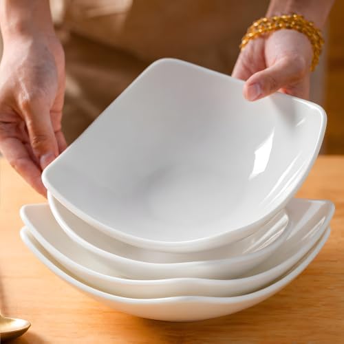 8’’ Porcelain Salad Bowls, Set of 4, 38 oz, Serving Bowls of Pasta