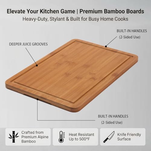 3-Piece Deep Carbonized Bamboo Cutting Board Set with Vertical Drying
