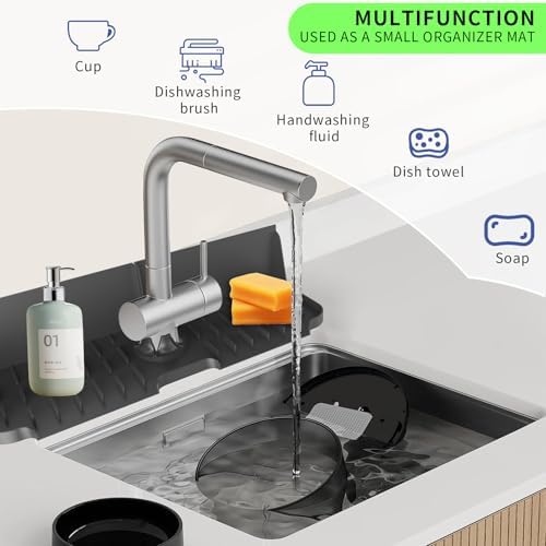 17” x 5.5” Silicone Faucet Handle Drip Catcher Tray Mat, Silicone