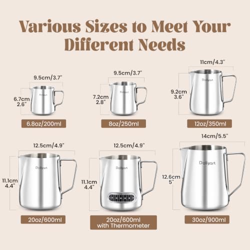 Dailyart Milk Frothing Pitcher 20oz Milk Frother Cup with Thermometer
