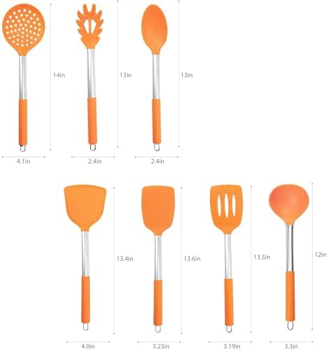 Marsrut 7-Piece Silicone Cooking Utensil Set, Orange