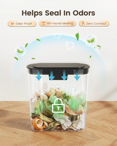 TIPGO 5 Gallon Automatic Bathroom Trash Can with Lid, Black