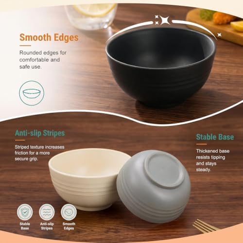 PYRMONT Wheat Straw Bowls 10 Oz Small Bowls for Kitchen