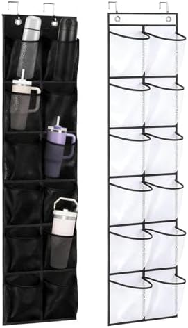 2-Pack Over The Door Water Bottle Organizer, 12 Pockets Each, Dual